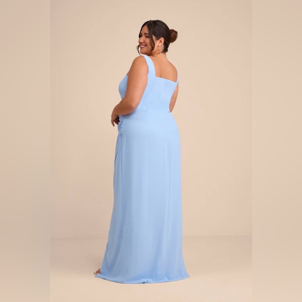 Lulus NWT “Glamorous Disposition” Light Blue Ruched Maxi Dress.  Size Large. - Picture 12 of 14